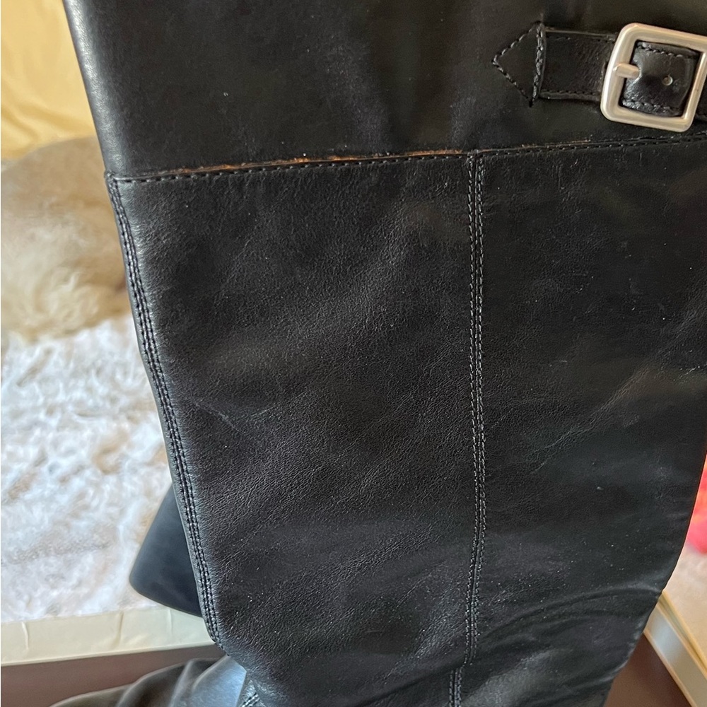 Coach black leather boots wide calf